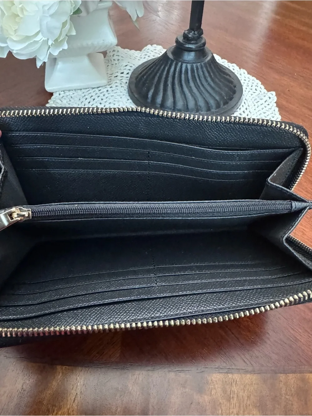 COACH Black Crossgrain Leather City Zip Tote Bag & Matching Slim Accordion Walle